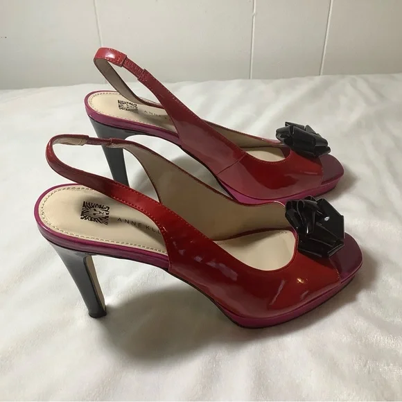 ANNE KLEIN high heels black and red size 8.5 M - Picture 6 of 12
